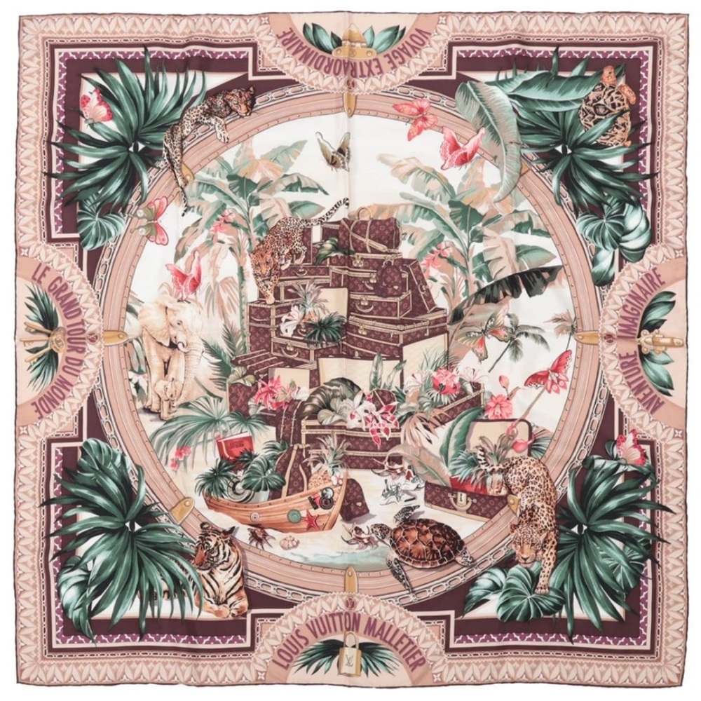 Authentic LV 90 Square Silk Scarf Kare Voyage Extraordinaire M73814 - Picture 5 of 12